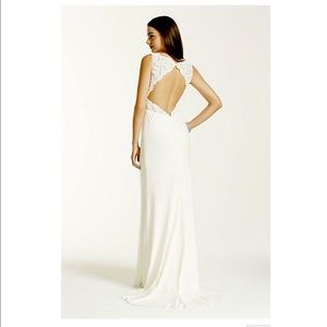David’s Bridal Ivory Illusion waist train Dress 10